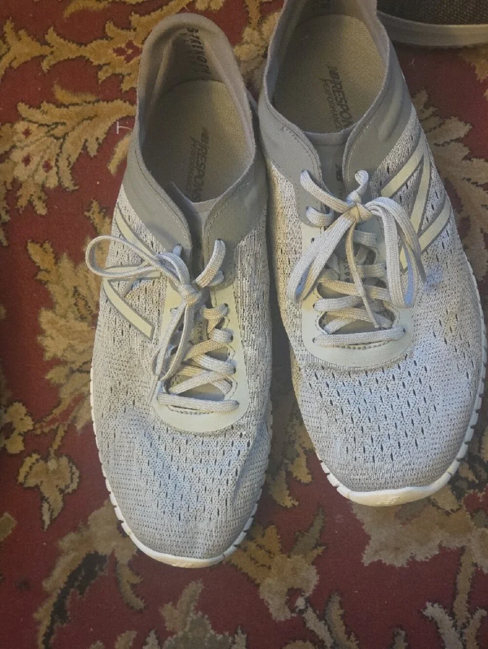 New Balance Light Gray Knit Athletic Sneakers